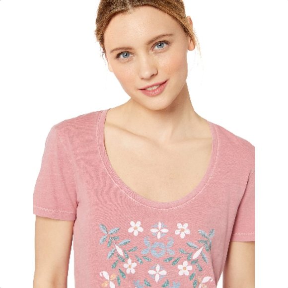NWT Lucky Brand Women's Mosaic Tee, Dusty Rose, M - Picture 3 of 3